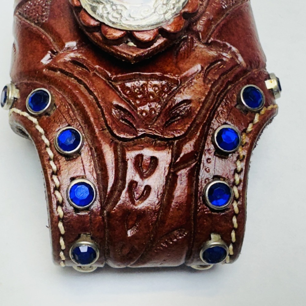 Vintage Flip Phone Leather and Jeweled Cell Phone Holster Southwest Western - Picture 3 of 10
